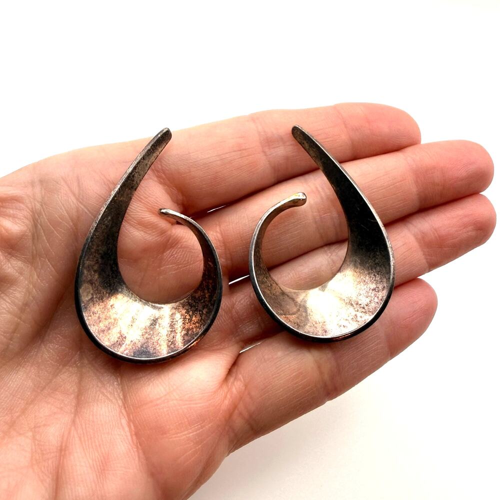 Vintage Tone Vigeland PLUS Norway 925 Sterling Silver Slynge Sling Earrings Bold